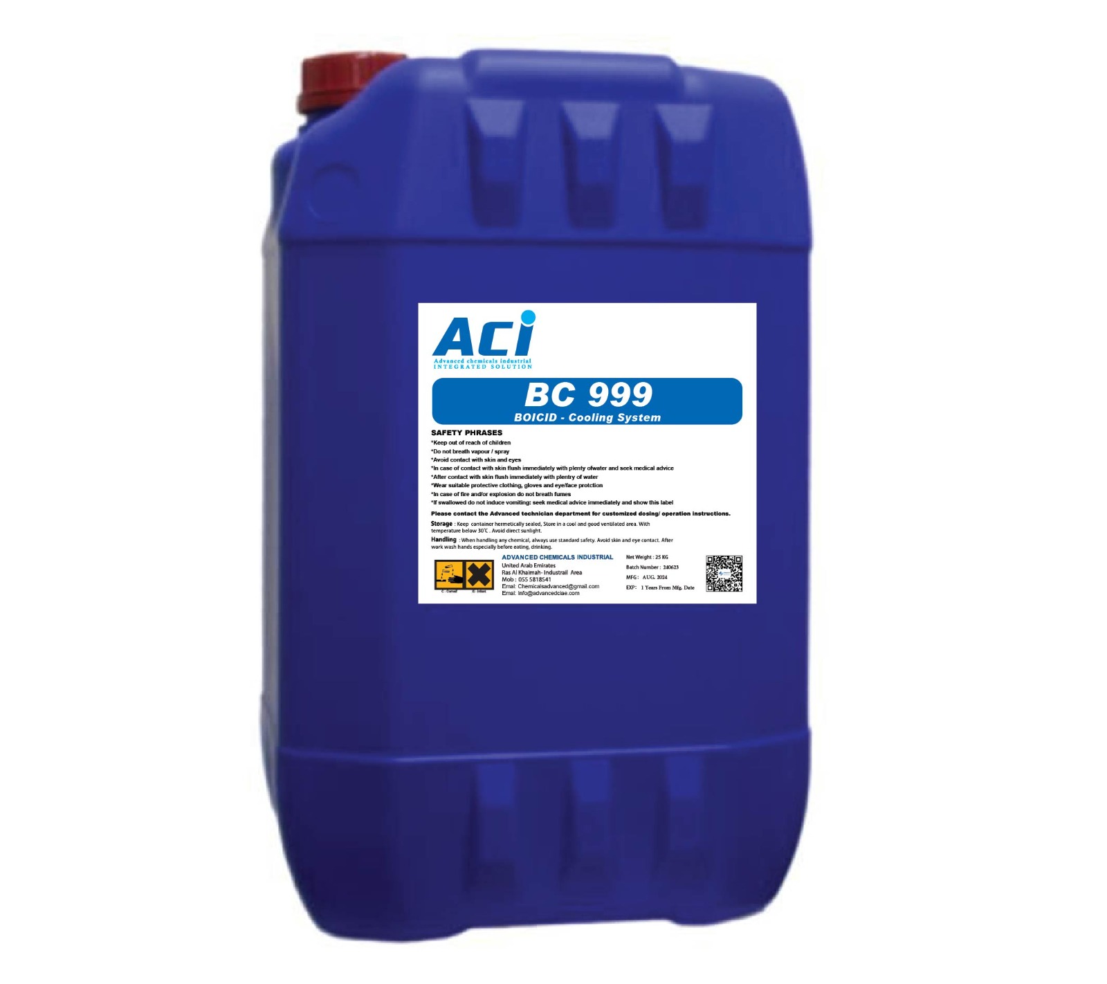 BC 999 product container with its label