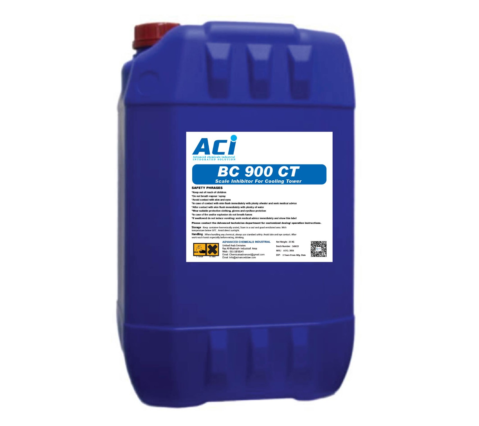 BC 900 CT product container with its label