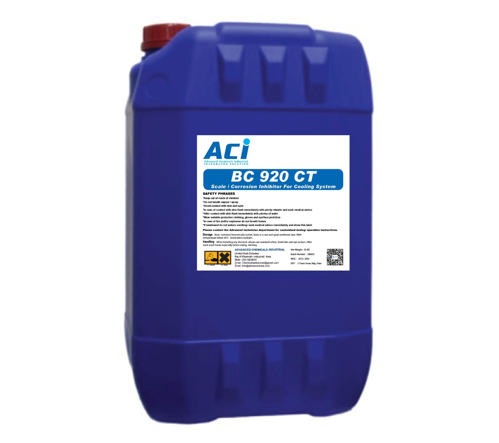 BC 920 CT product container with its label