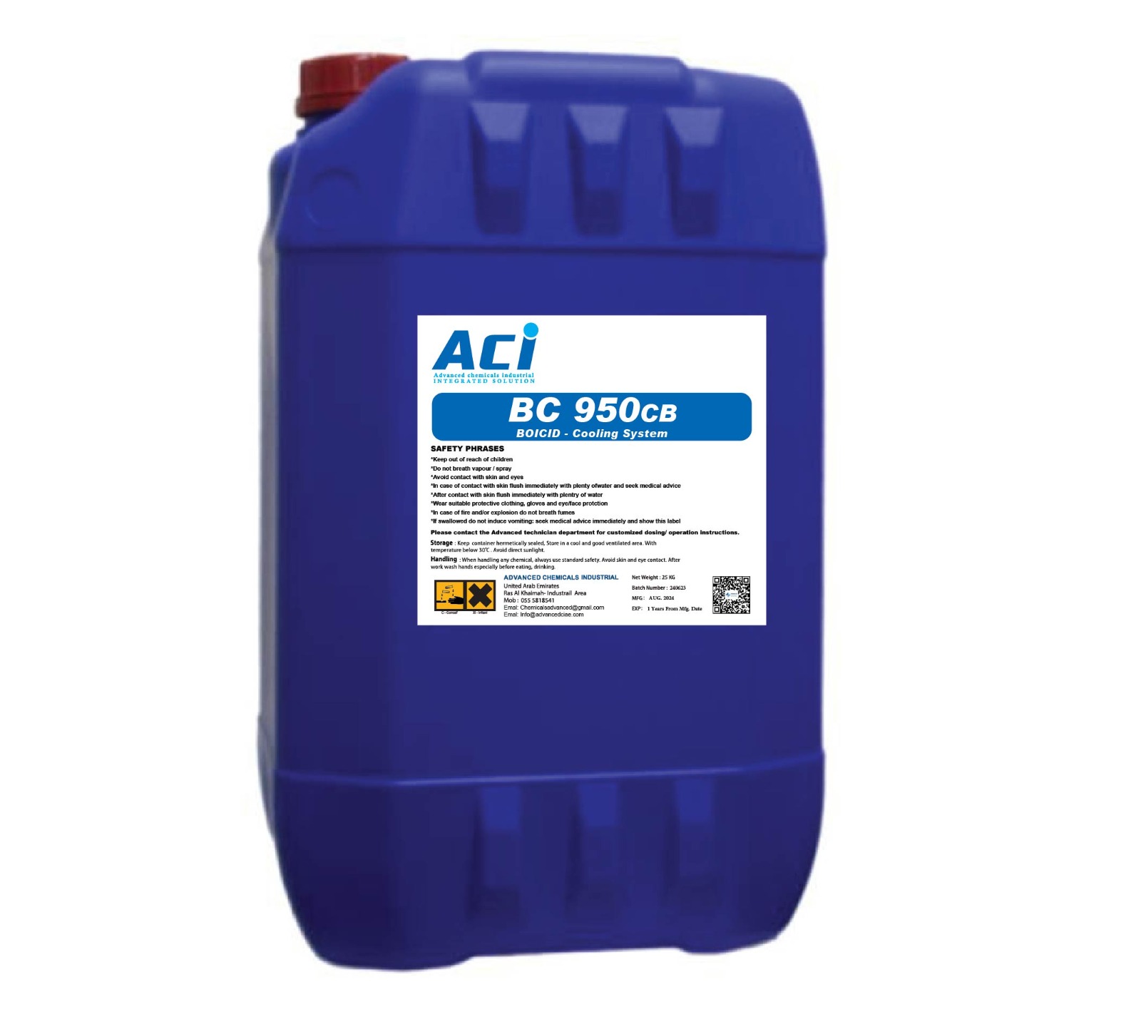 BC 950 CB product container with its label