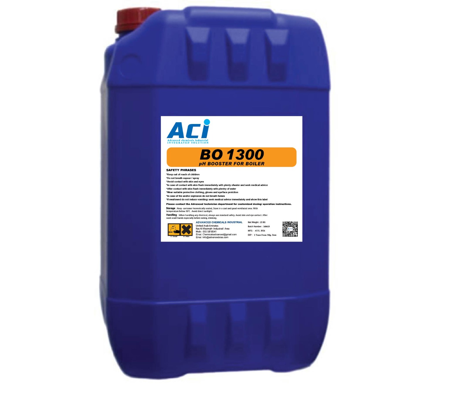 BO 1300 product container with its label