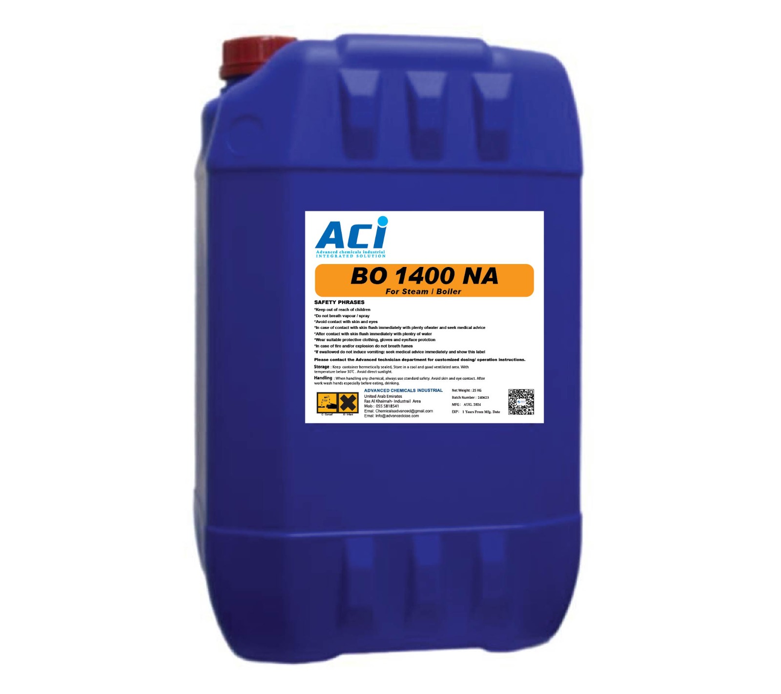 BO 1400 NA product container with its label