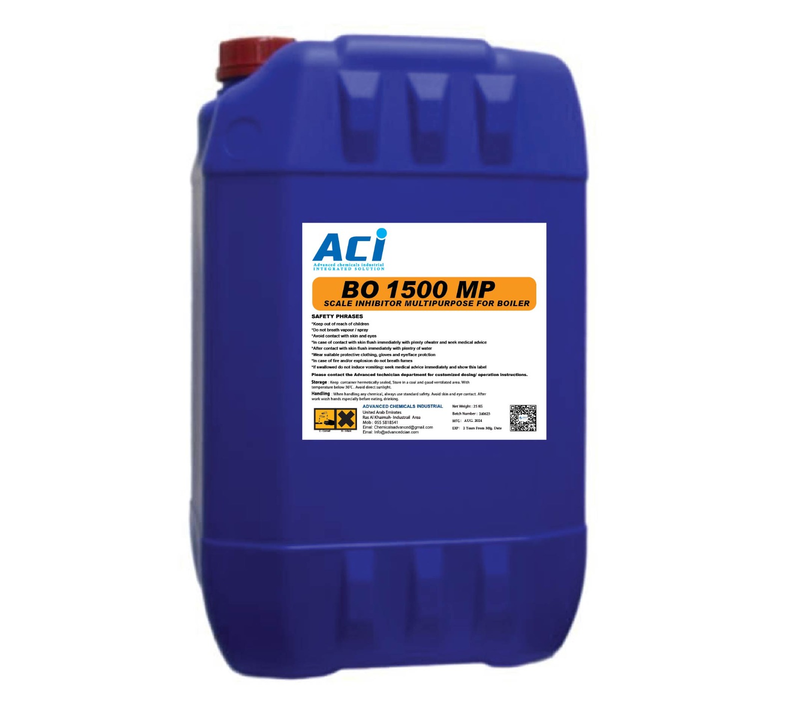 BO 1500 MP product container with its label